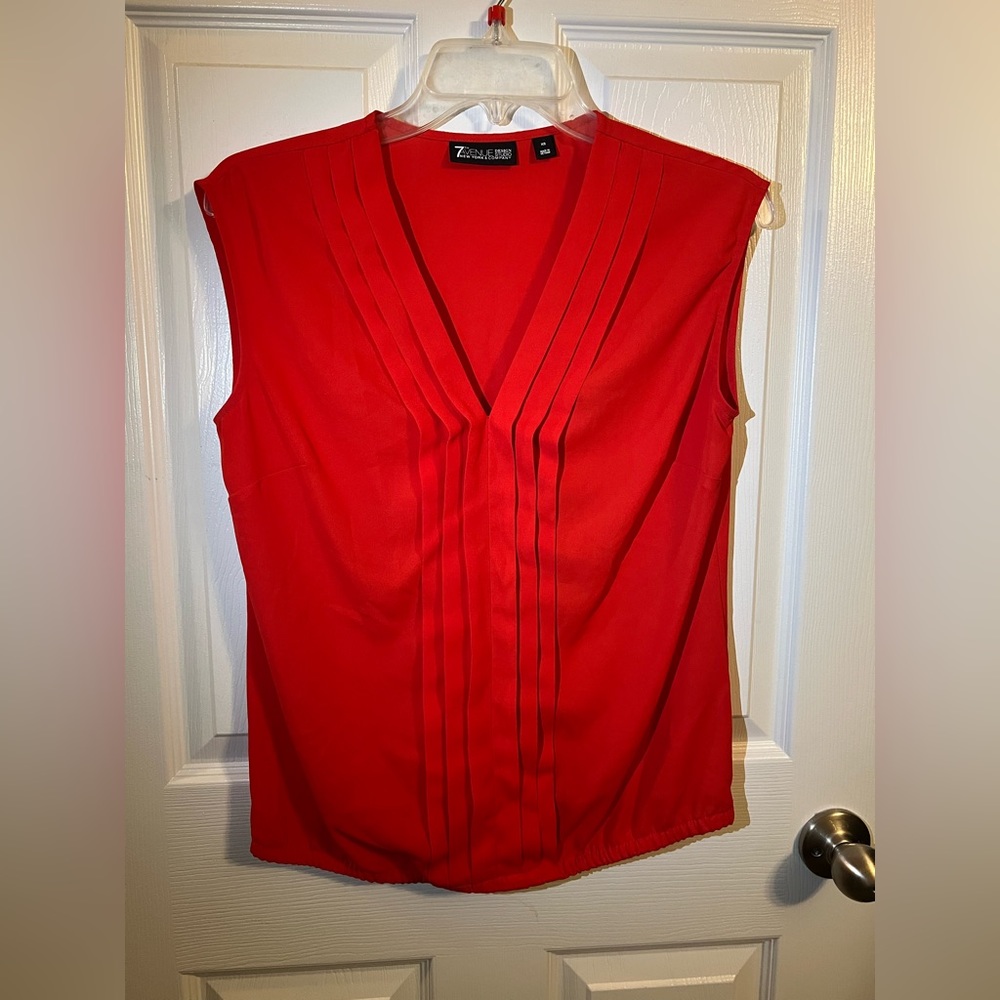 V neck red blouse